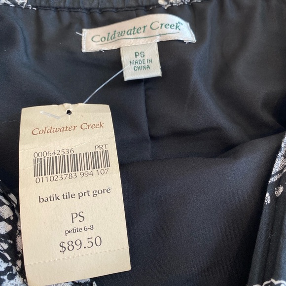 COLDWATER CREEK Floral Boho Midi Skirt Sz PS (6-8) Black White Paisley Lined NWT - Picture 7 of 8